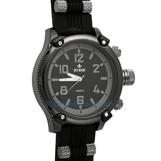 All Black Rubber Mens Bars Watch