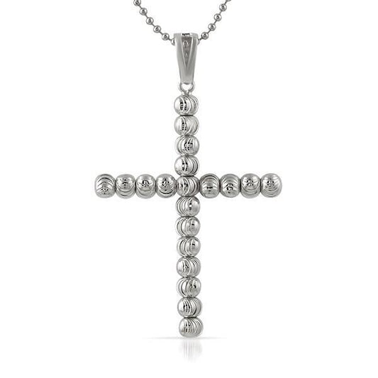 .925 Sterling Silver Moon Cut Cross 6MM