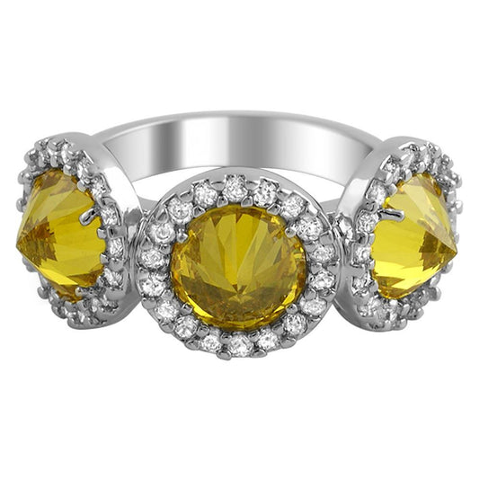 Fashion Reverse CZ Canary Diamond Pave Ladies Ring