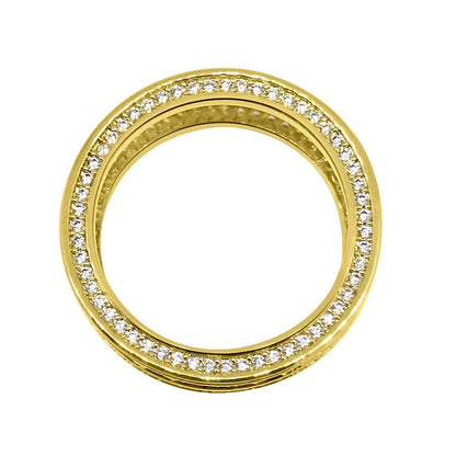 Channel Set 360 Eternity Band Gold CZ Bling Bling Ring