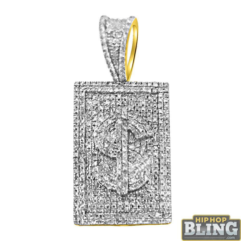 10K Gold $ Money Sign Medallion 1.08cttw Diamonds