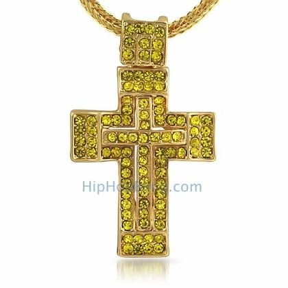 Lemonade Thick Bling Cross & Chain Small