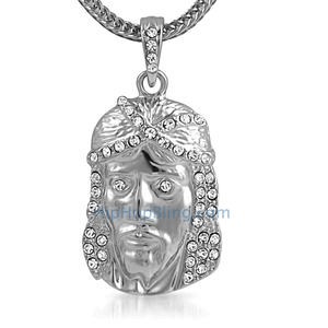 Platinum Jesus Piece Pendant & Chain Small