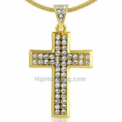 Skinny Gold Cross Bling Bling Chain Small