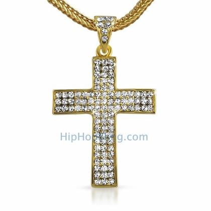 Small Gold Bling Bling Cross & Chain