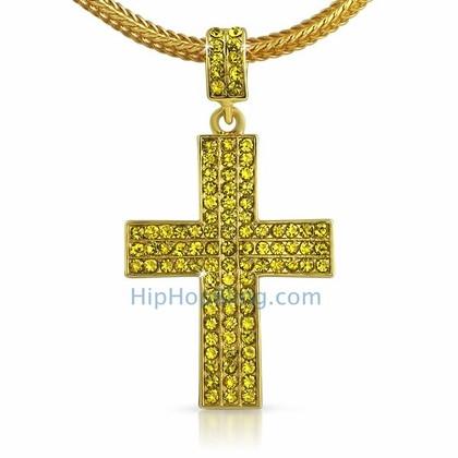 Triple Bling Lemonade Cross & Chain Small