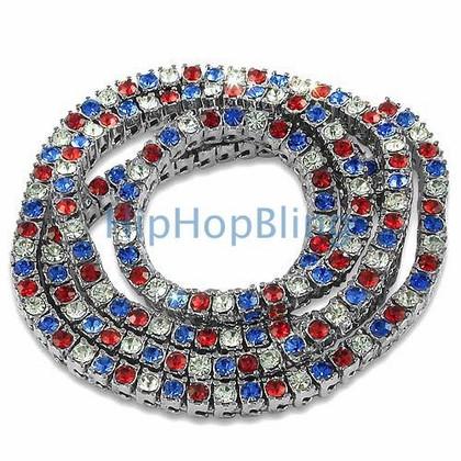 USA Pride Red White & Blue Alternating Bling Bling Chain