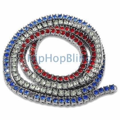 USA Red White & Blue Bling Bling Chain